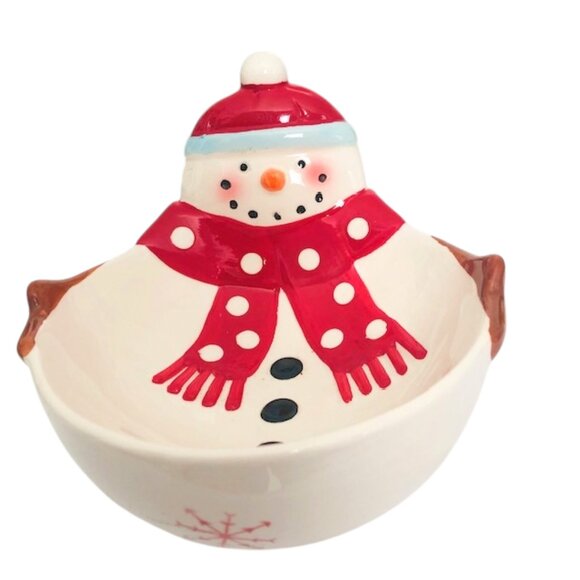 Festive Snowman Hand-Painted Dip Bowl - Picture 1 of 6